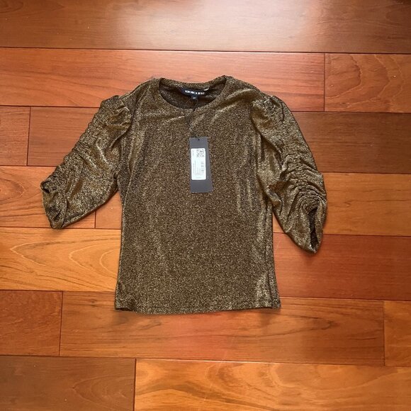 Veronica Beard Waldorf Sparkly Ruched-Sleeve Tee, size Small, NWT - Picture 6 of 8